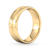 Goldsmiths 7mm Slight Court Standard Grooved Polished Finish Wedding Ring In 18 Carat Yellow Gold