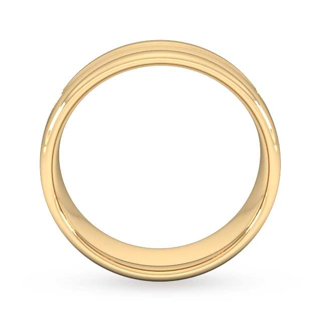 Goldsmiths 7mm Slight Court Standard Grooved Polished Finish Wedding Ring In 18 Carat Yellow Gold