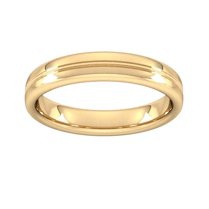 Goldsmiths 4mm Slight Court Heavy Grooved Polished Finish Wedding Ring In 18 Carat Yellow Gold - Ring Size Q