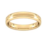 Goldsmiths 4mm Slight Court Heavy Grooved Polished Finish Wedding Ring In 18 Carat Yellow Gold - Ring Size Q