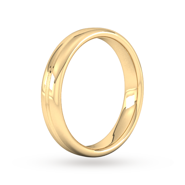 Goldsmiths 4mm Slight Court Heavy Grooved Polished Finish Wedding Ring In 18 Carat Yellow Gold