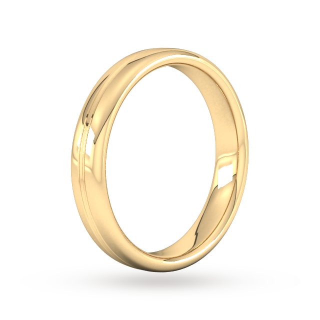 Goldsmiths 4mm Slight Court Heavy Grooved Polished Finish Wedding Ring In 18 Carat Yellow Gold - Ring Size Q