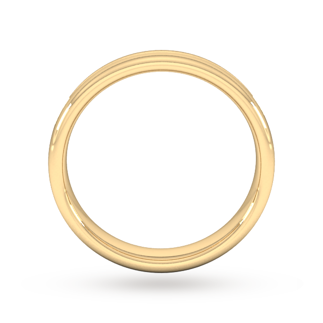 Goldsmiths 4mm Slight Court Heavy Grooved Polished Finish Wedding Ring In 18 Carat Yellow Gold