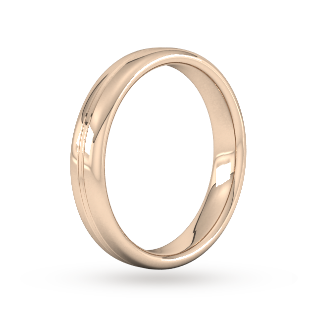 Goldsmiths 4mm Slight Court Standard Grooved Polished Finish Wedding Ring In 18 Carat Rose Gold - Ring Size Q