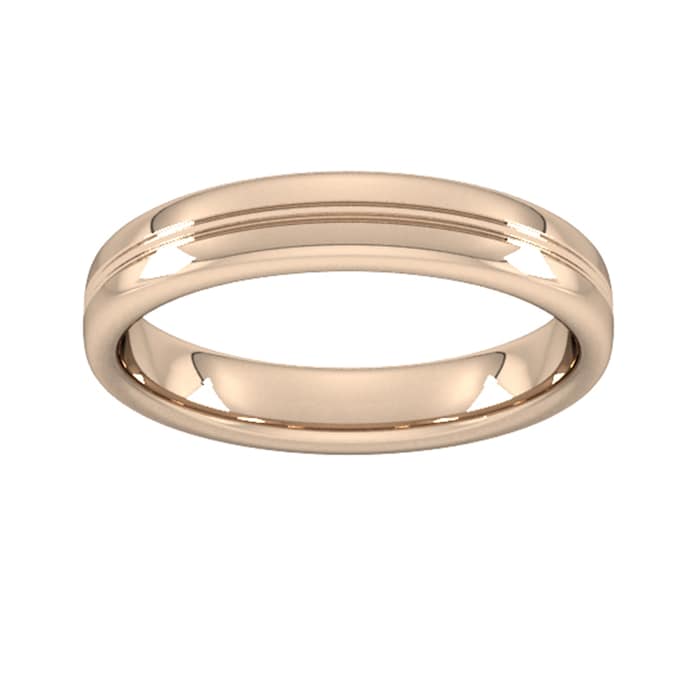 Goldsmiths 4mm Slight Court Heavy Grooved Polished Finish Wedding Ring In 18 Carat Rose Gold