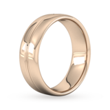 Goldsmiths 7mm Slight Court Heavy Grooved Polished Finish Wedding Ring In 18 Carat Rose Gold