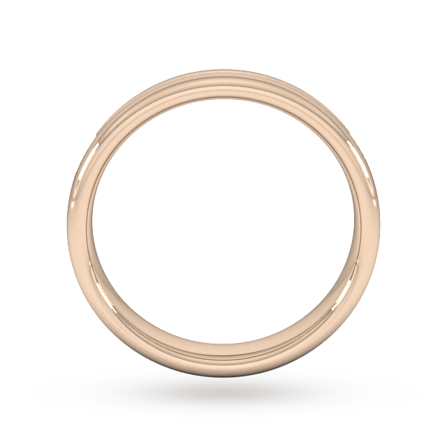 Goldsmiths 4mm Slight Court Extra Heavy Grooved Polished Finish Wedding Ring In 18 Carat Rose Gold