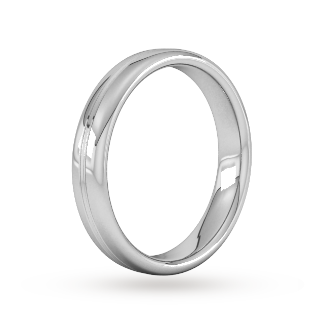 Goldsmiths 4mm Slight Court Heavy Grooved Polished Finish Wedding Ring In Platinum - Ring Size Q