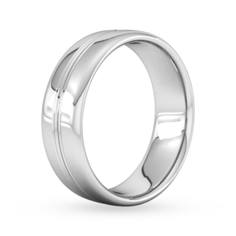 Goldsmiths 7mm Slight Court Extra Heavy Grooved Polished Finish Wedding Ring In Platinum Goldsmiths 7mm Slight Court Extra Heavy Grooved Polished Finish Wedding Ring In Platinum