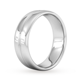 Goldsmiths 7mm Slight Court Extra Heavy Grooved Polished Finish Wedding Ring In Platinum