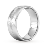 Goldsmiths 8mm Slight Court Extra Heavy Grooved Polished Finish Wedding Ring In Platinum