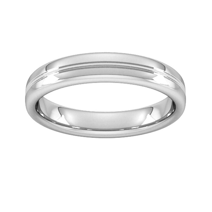 Goldsmiths 4mm Slight Court Standard Grooved Polished Finish Wedding Ring In 950  Palladium - Ring Size P