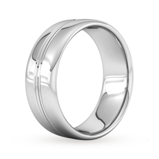 Goldsmiths 8mm Slight Court Standard Grooved Polished Finish Wedding Ring In 950  Palladium