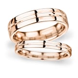 Goldsmiths 7mm Flat Court Heavy Grooved Polished Finish Wedding Ring In 9 Carat Rose Gold