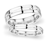 Goldsmiths 7mm Flat Court Heavy Grooved Polished Finish Wedding Ring In 950  Palladium