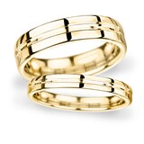 Goldsmiths 7mm D Shape Heavy Grooved Polished Finish Wedding Ring In 9 Carat Yellow Gold - Ring Size Q