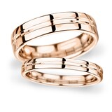 Goldsmiths 7mm D Shape Standard Grooved Polished Finish Wedding Ring In 9 Carat Rose Gold
