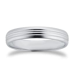 08302514 - 4mm D Shape Standard Grooved Polished Finish Wedding Ring In 950 Palladium