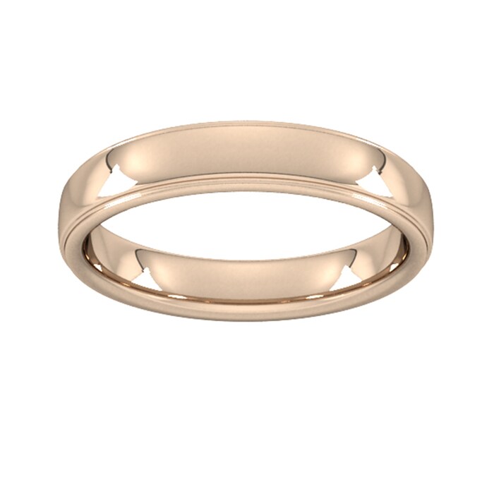 Goldsmiths 4mm Slight Court Standard Polished Finish With Grooves Wedding Ring In 9 Carat Rose Gold - Ring Size Q