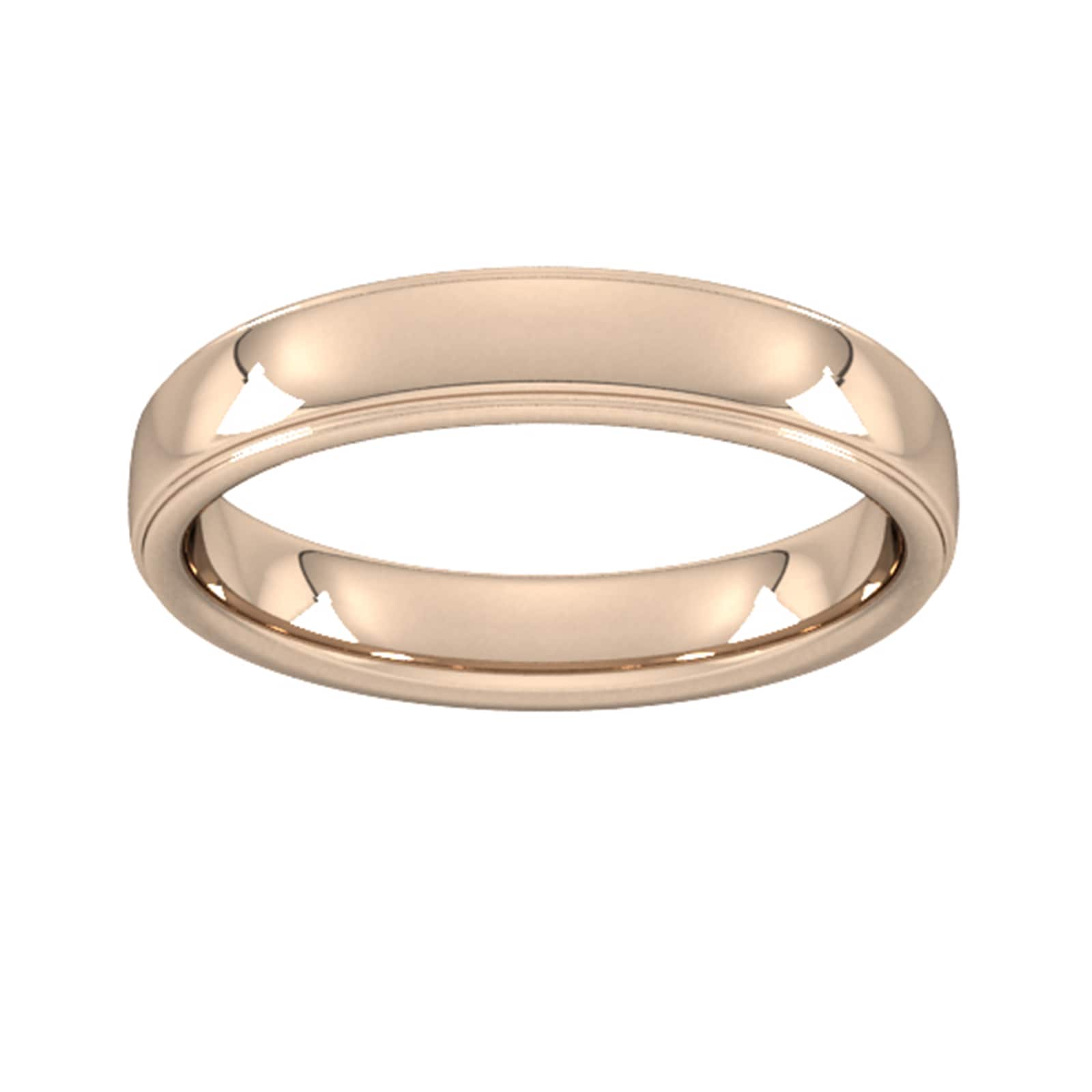 Goldsmiths 4mm Slight Court Standard Polished Finish With Grooves Wedding Ring In 9 Carat Rose Gold