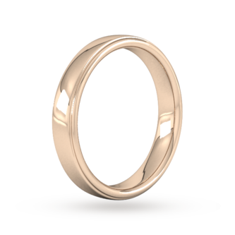 Goldsmiths 4mm Slight Court Standard Polished Finish With Grooves Wedding Ring In 9 Carat Rose Gold