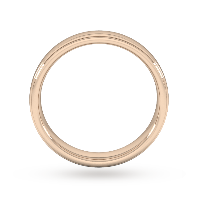 Goldsmiths 4mm Slight Court Standard Polished Finish With Grooves Wedding Ring In 9 Carat Rose Gold - Ring Size Q