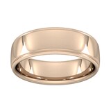 Goldsmiths 7mm Slight Court Heavy Polished Finish With Grooves Wedding Ring In 9 Carat Rose Gold - Ring Size Q