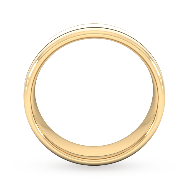 Goldsmiths 7mm Slight Court Extra Heavy Polished Finish With Grooves Wedding Ring In 9 Carat Rose Gold