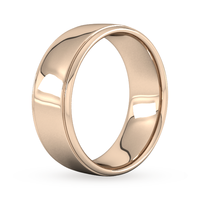 Goldsmiths 8mm Slight Court Extra Heavy Polished Finish With Grooves Wedding Ring In 9 Carat Rose Gold - Ring Size Q