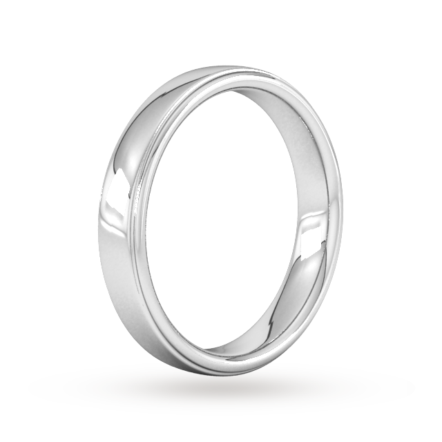 Goldsmiths 4mm Slight Court Heavy Polished Finish With Grooves Wedding Ring In 18 Carat White Gold - Ring Size Q