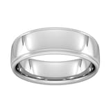 Goldsmiths 7mm Slight Court Heavy Polished Finish With Grooves Wedding Ring In 18 Carat White Gold