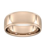 Goldsmiths 8mm Slight Court Standard Polished Finish With Grooves Wedding Ring In 18 Carat Rose Gold - Ring Size Q