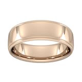 Goldsmiths 7mm Slight Court Heavy Polished Finish With Grooves Wedding Ring In 18 Carat Rose Gold