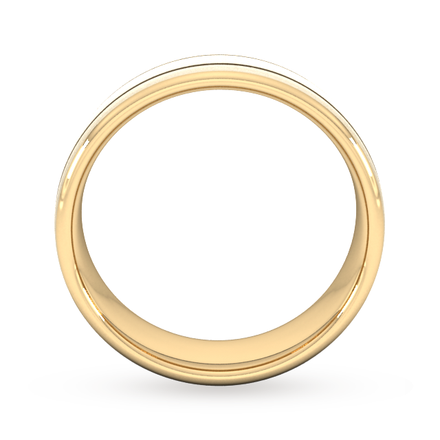 Goldsmiths 7mm Slight Court Extra Heavy Polished Finish With Grooves Wedding Ring In 18 Carat Rose Gold - Ring Size Q