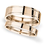 Goldsmiths 4mm Flat Court Heavy Polished Finish With Grooves Wedding Ring In 9 Carat Rose Gold - Ring Size Q