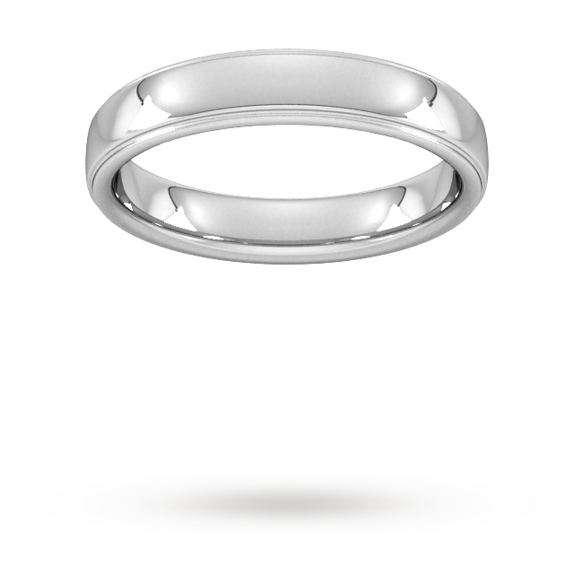 4mm Flat Court Heavy Polished Finish With Grooves Wedding Ring In