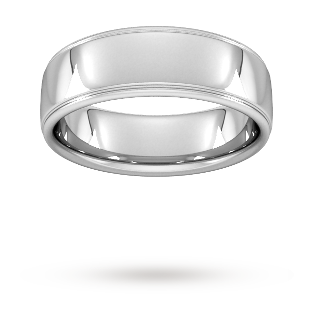 7mm D Shape Heavy Polished Finish With Grooves Wedding Ring In Pl