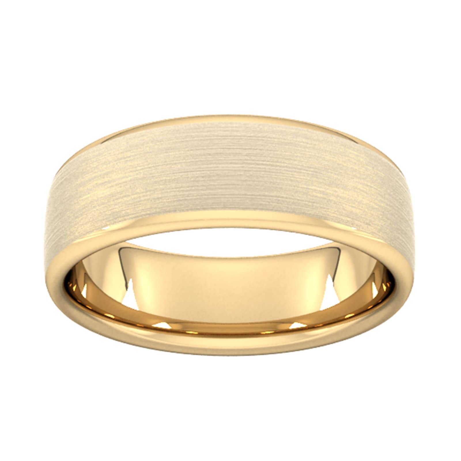 7mm Slight Court Standard Matt Finished Wedding Ring In 9 Carat Yellow Gold - Ring Size P
