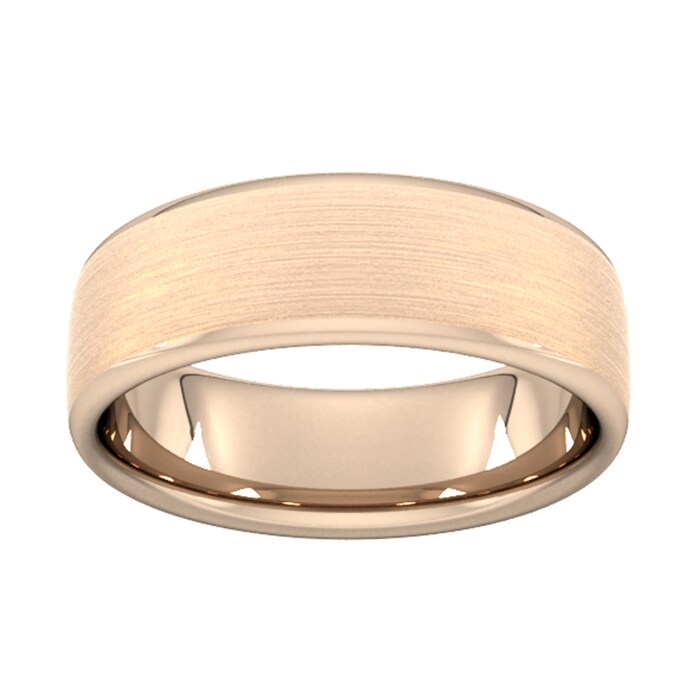 Goldsmiths 7mm Slight Court Standard Matt Finished Wedding Ring In 9 Carat Rose Gold - Ring Size Q