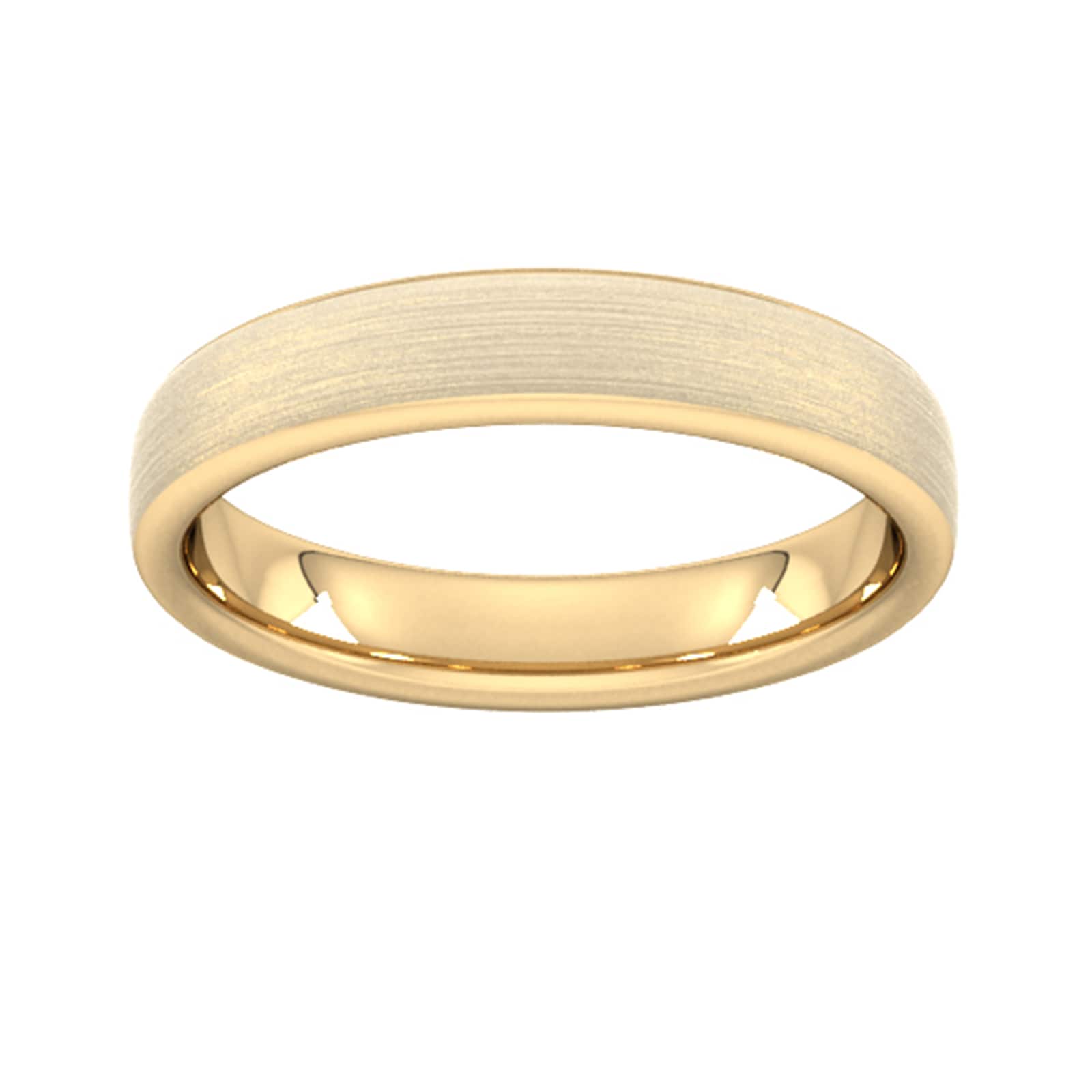 4mm Slight Court Extra Heavy Matt Finished Wedding Ring In 18 Carat Yellow Gold - Ring Size W
