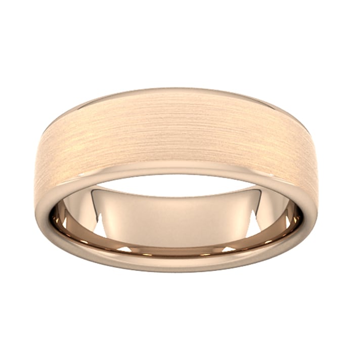 Goldsmiths 7mm Slight Court Standard Matt Finished Wedding Ring In 18 Carat Rose Gold - Ring Size Q