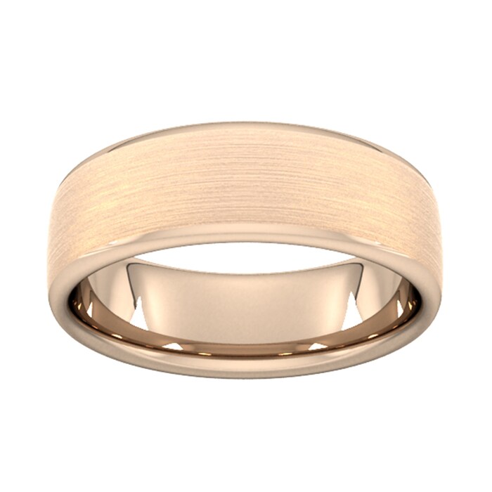 Goldsmiths 7mm Flat Court Heavy Matt Finished Wedding Ring In 9 Carat Rose Gold - Ring Size Y