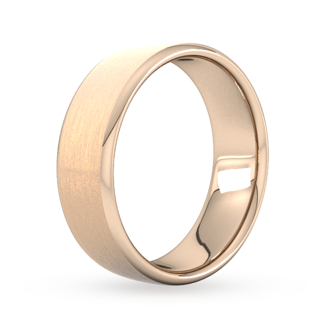 Goldsmiths 7mm Flat Court Heavy Matt Finished Wedding Ring In 9 Carat Rose Gold