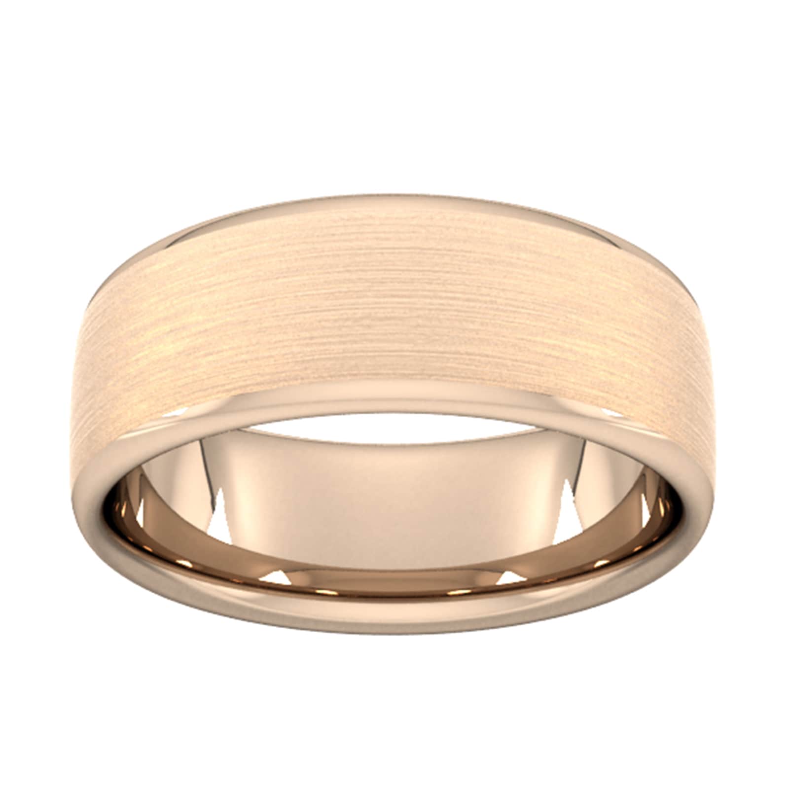8mm Flat Court Heavy Matt Finished Wedding Ring In 9 Carat Rose Gold - Ring Size H