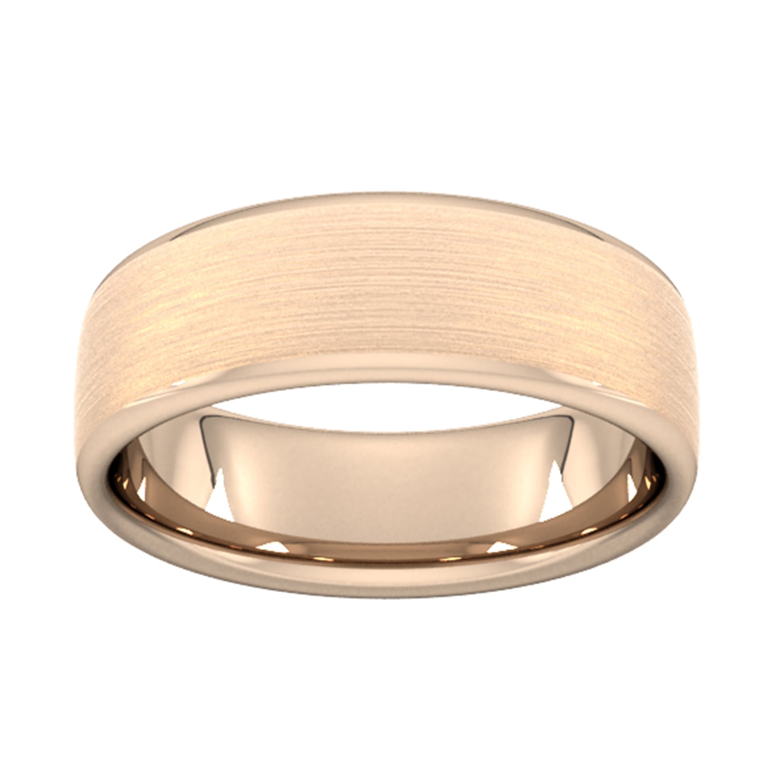 7mm Flat Court Heavy Matt Finished Wedding Ring In 18 Carat Rose Gold - Ring Size S