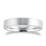 Goldsmiths 4mm Flat Court Heavy Matt Finished Wedding Ring In Platinum