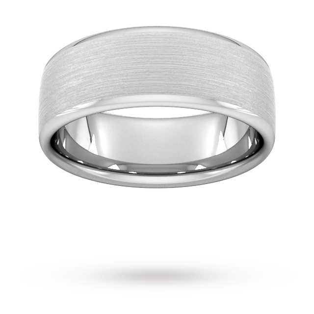 8mm Flat Court Heavy Matt Finished Wedding Ring In 950 Palladium - Ring Size P