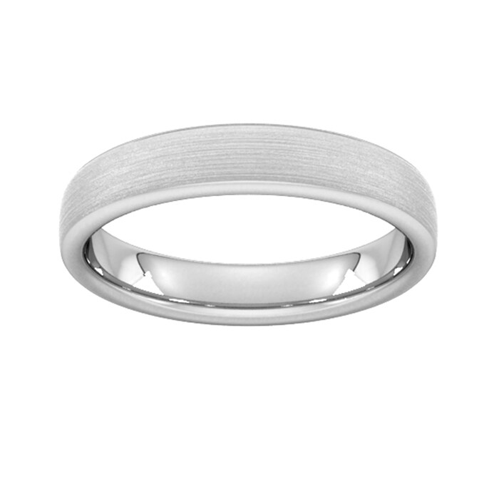 Goldsmiths 4mm Traditional Court Heavy Matt Finished Wedding Ring In 18 Carat White Gold