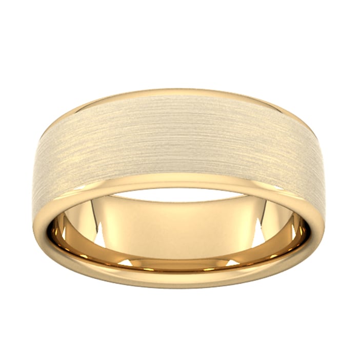 Goldsmiths 8mm Traditional Court Heavy Matt Finished Wedding Ring In 18 Carat Yellow Gold - Ring Size Q