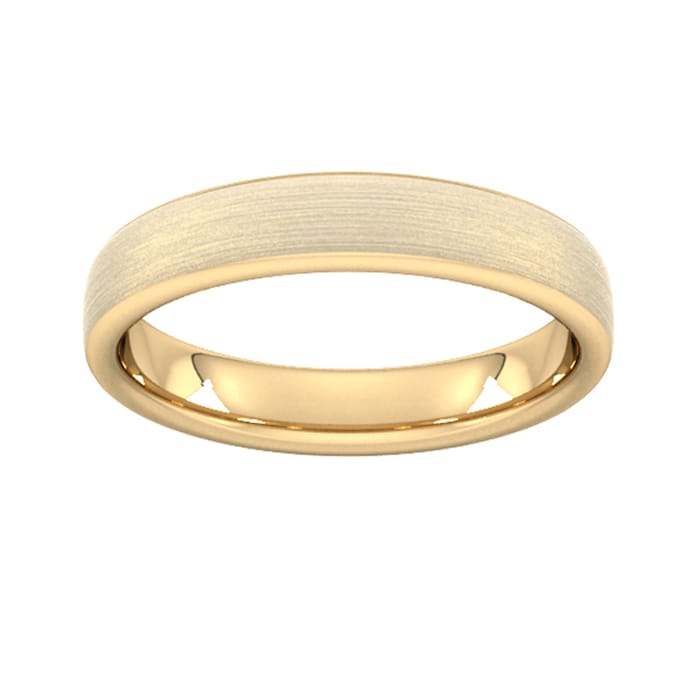 Goldsmiths 4mm D Shape Standard Matt Finished Wedding Ring In 9 Carat Yellow Gold - Ring Size Q